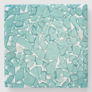 Blauwgroen Zee, glas, Nautisch afdrukken Stenen Onderzetter