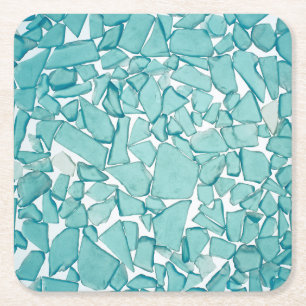 Blauwgroen Zee, glas, Nautisch afdrukken Vierkante Kartonnen Onderzetter