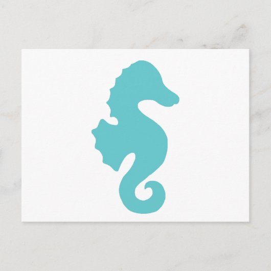 Blauwgroen Zee Horse Silhouette Briefkaart (Voorkant)