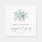 Blauwgroen Zee Mist Florals Script Engagement Part Servet (Voorkant)