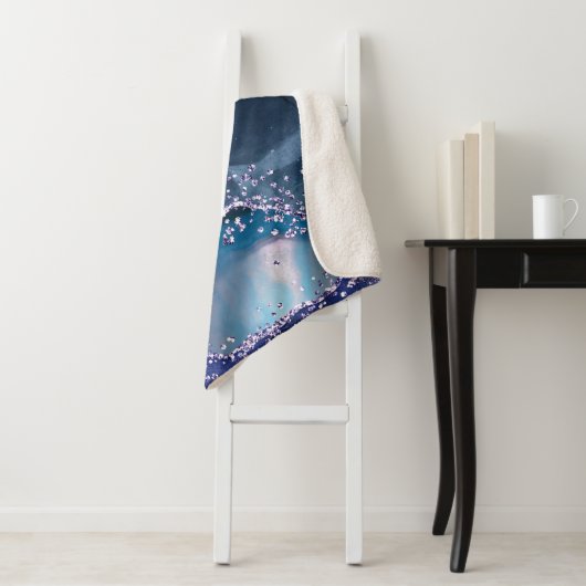 *~* Blauwgroen Zee Ocean Agate Celestial GLITTER A Sherpa Deken (In situ)