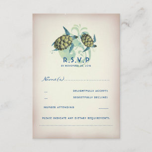 Blauwgroen Zee Schildpad bruiloft RSVP Kaartje