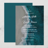 Blauwgroen Zee Shore Destination Beach Wedding Kaart (Voorkant / Achterkant)