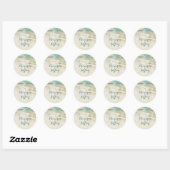 Blauwgroen Zee Waves Beach Bruiloft Ronde Sticker (Vel)