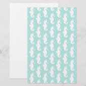 Blauwgroen zeepaardpatroon 1 briefpapier (Voorkant / Achterkant)
