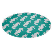 Blauwgroen zeepaardpatroon 1 snijplank (Hoek)