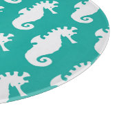 Blauwgroen zeepaardpatroon 1 snijplank (Hoek)