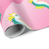 blauwgroen zeepaardroze cadeaupapier (Rol Hoek)