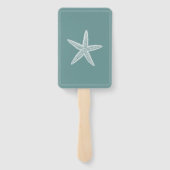 Blauwgroen zeester bruiloft hand fans handwaaier (Achterkant)