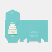 Blauwgroen zeester bruiloft taart gunst doos bedankdoosjes (Uitgevouwen)