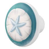 Blauwgroen zeesterren en Zanddollarstrand Keramische Knop (Rechts)