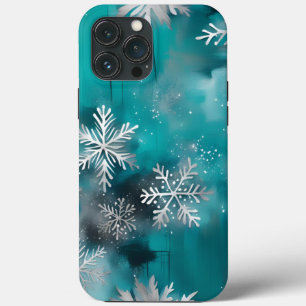 Blauwgroen zilver wit kerst telefoon geval iPhone 13 pro max hoesje