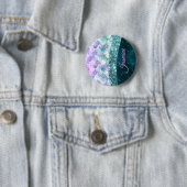 Blauwgroen zilverappelmolen ronde button 5,7 cm (In situ)