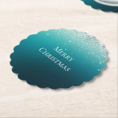 Blauwgroen zilveren Confetti Kartonnen Onderzetters (Gekanteld)