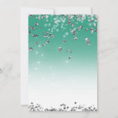 Blauwgroen & Zilveren Glitter Glamour Jurk Sweet 1 Kaart (Achterkant)