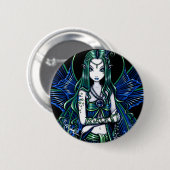 Blauwgroen "Zoe" Celestial Fairy Fantasy Ronde Button 5,7 Cm (Voorkant /achterkant)