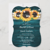 Blauwgroen Zonnebloem String Lights Burlap Wood We Kaart (Voorkant)