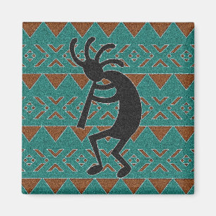 Blauwgroen zuidwestelijk ontwerp Kokopelli Magneet