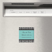 Blauwgroen Zwart Damask Sla de Datummagneet op Magneet (Insitu (Vaatwasser))