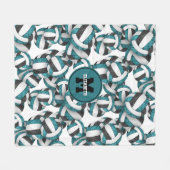 Blauwgroen zwart girly volleybal club kleuren fleece deken (Voorkant (Horizontaal))
