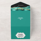 Blauwgroen zwart goud marmeren agaat elegant verlo all in one uitnodiging (Buitenkant)