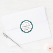 Blauwgroen zwart monogram d bruiloft dank u ronde sticker (Envelop)