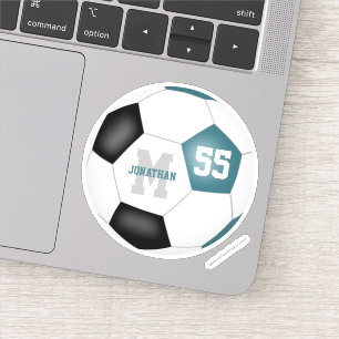 Blauwgroen zwart team kleuren jongens voetbal sticker