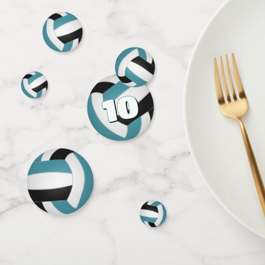 blauwgroen zwart team kleuren kinder volleybal par confetti (Groep)