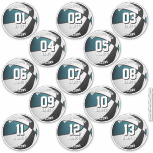 blauwgroen zwarte basketbal aangepaste 13 spelers sticker