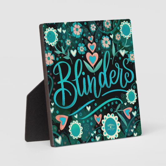 Blauwgroen Zwarte Blinders Inspirerend Bloemen Fotoplaat (Voorkant)