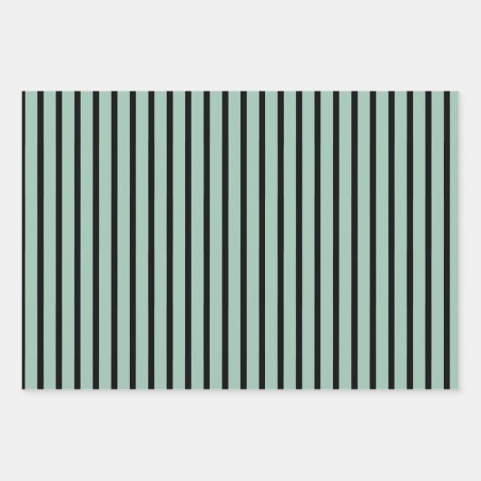 Blauwgroen zwarte goudtandbaarzen stripe inpakpapier vel (Voorkant 3)