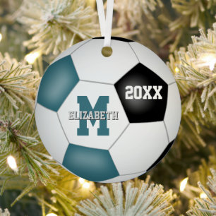 blauwgroen zwarte schoolclub team kleuren keepsake metalen ornament
