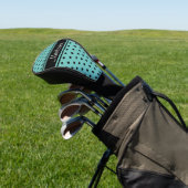 Blauwgroen zwarte streep pols dot Script-naam Golfheadcover (Insitu)