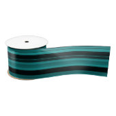 Blauwgroen zwarte strepen lint (Spoel)