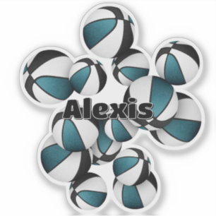blauwgroen zwarte team kleuren basketballen speler sticker
