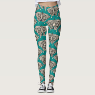 blauwgroen zwarte vleermuis leggings