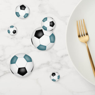 blauwgroen zwarte voetballen kinder sportpartij confetti