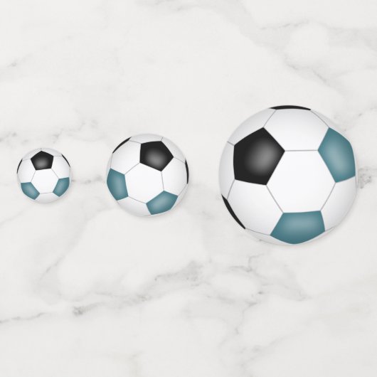 blauwgroen zwarte voetballen kinder sportpartij confetti (Voorkanten)