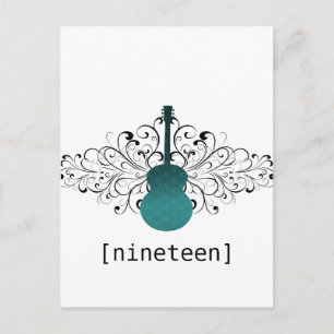 Blauwgroen Zwemelen Guitar Table Briefkaart