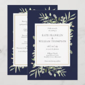 Blauwgroene All-in-One QR-code Trouwkaart Kaart (Voorkant / Achterkant)