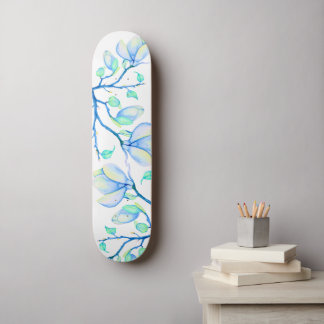 Blauwgroene Aquarel Magnoliatak Botanisch Skateboard