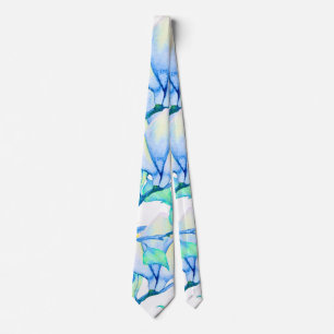 Blauwgroene Aquarel Magnoliatak Botanisch Stropdas