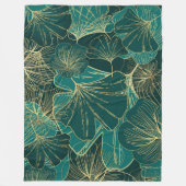 Blauwgroene bladeren fleece deken (Voorkant)