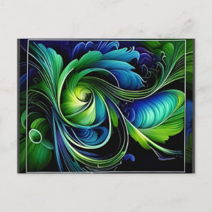 blauwgroene bladrijke abstracte briefkaart