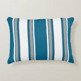 Blauwgroene, Blauwgroen, grijze, witte strepen Accent Kussen