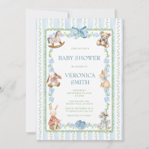Blauwgroene bloemenkinderkamer babyshower kaart