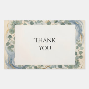 Blauwgroene botanische rechthoekige sticker