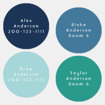 Blauwgroene cirkel IJzer op de etiketten van Kind