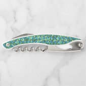 Blauwgroene faux glitter kurkentrekker (Achterkant)