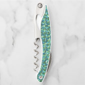 Blauwgroene faux glitter kurkentrekker (Voorkant)